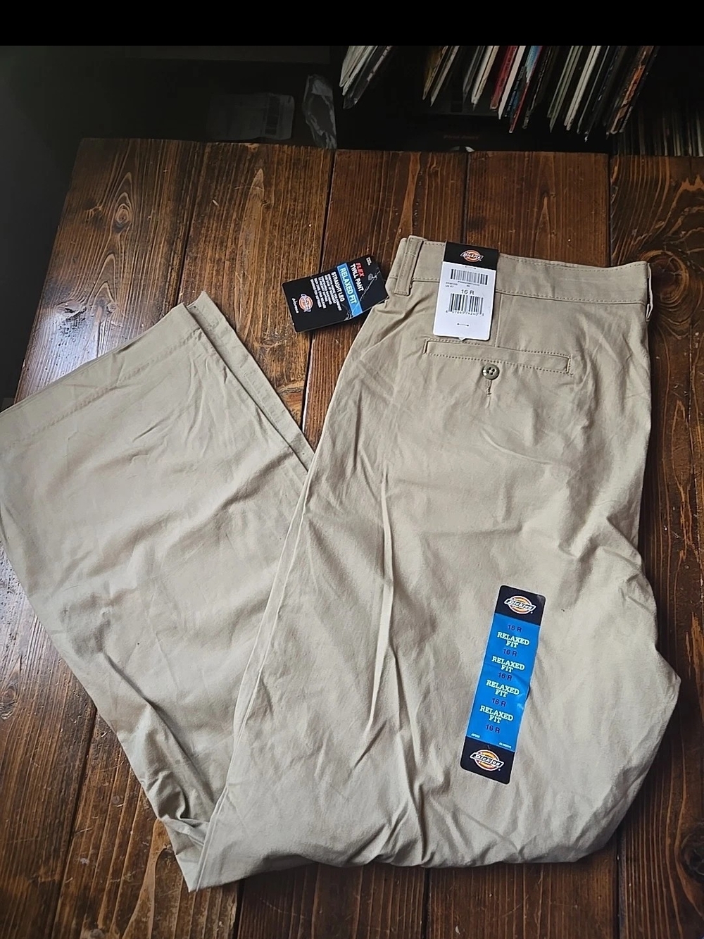 Dickies Womens Tan/Khaki Straight-Leg Work Chinos